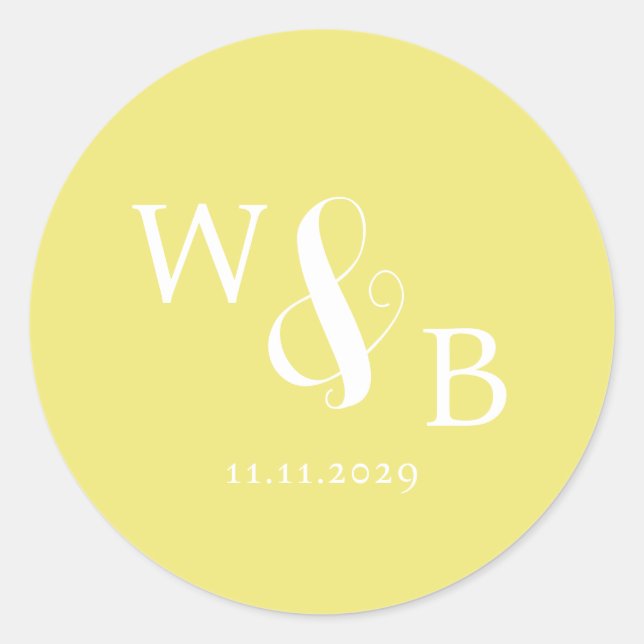 Adesivo Redondo Casamento Simples Elegante Moderno Monograma (Frente)