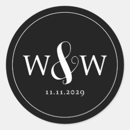 Adesivo Redondo Casamento Simples Elegante Moderno Monograma
