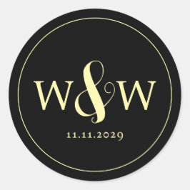 Adesivo Redondo Casamento Simples Elegante Moderno Monograma