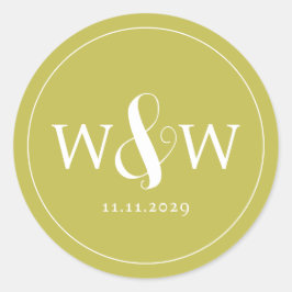 Adesivo Redondo Casamento Simples Elegante Moderno Monograma