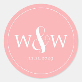 Adesivo Redondo Casamento Simples Elegante Moderno Monograma