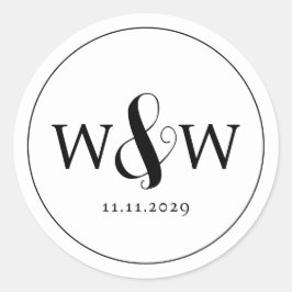 Adesivo Redondo Casamento Simples Elegante Moderno Monograma