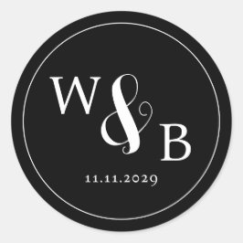 Adesivo Redondo Casamento Simples Elegante Moderno Monograma