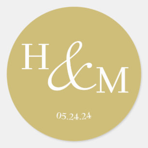 Adesivo Redondo Casamento Simples Elegante Moderno Monogramado