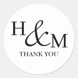 Adesivo Redondo Casamento Simples Elegante Moderno Monogramado