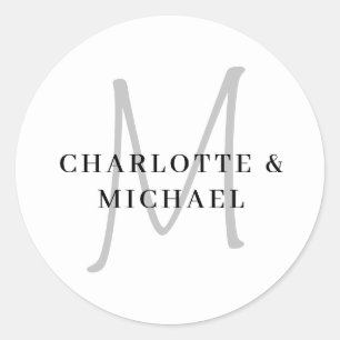 Adesivo Redondo Casamento simples, elegante, monograma