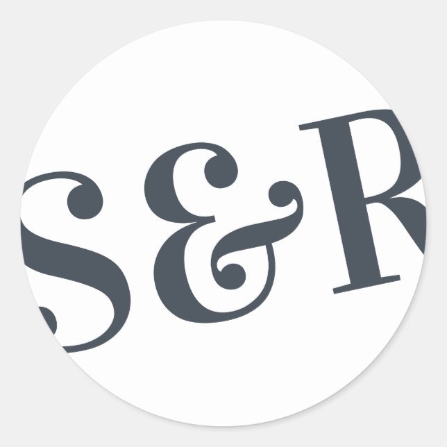 Adesivo Redondo Casamento Simples Grande Monograma Moderno (Frente)