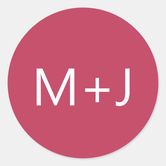 Adesivo Redondo Casamento Simples Magenta Rosa Monograma (Frente)