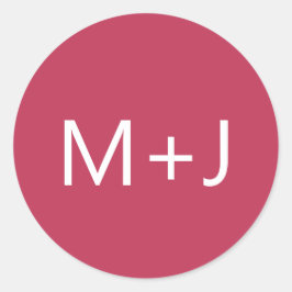 Adesivo Redondo Casamento Simples Magenta Rosa Monograma