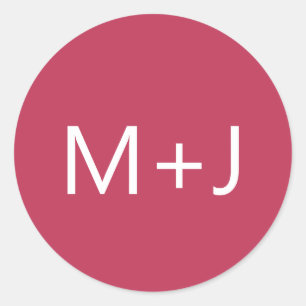 Adesivo Redondo Casamento Simples Magenta Rosa Monograma