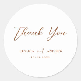 Adesivo Redondo Casamento Simples Minimalista Terra Cotta & White