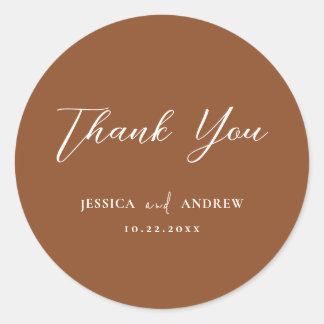 Adesivo Redondo Casamento Simples Minimalista Terra Cotta & White