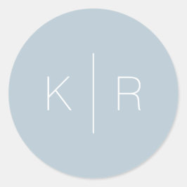 Adesivo Redondo Casamento Simples Moderno de Monograma Azul