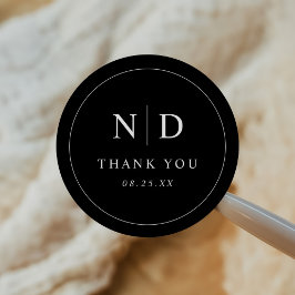 Adesivo Redondo Casamento Simples Moderno Minimalista Obrigado