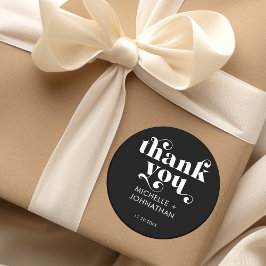 Adesivo Redondo Casamento Simples Moderno Minimalista Preto e Bran