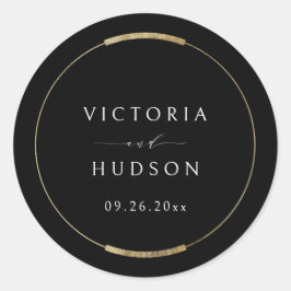 Adesivo Redondo Casamento Simples Moderno Preto Elegance Frame
