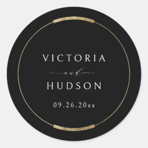 Adesivo Redondo Casamento Simples Moderno Preto Elegance Frame