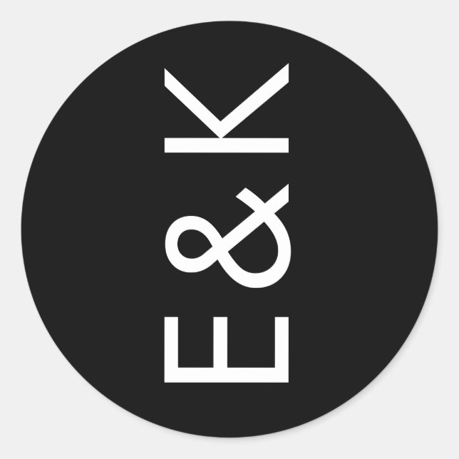 Adesivo Redondo Casamento Simples Monograma Grande Ultra Moderno (Frente)