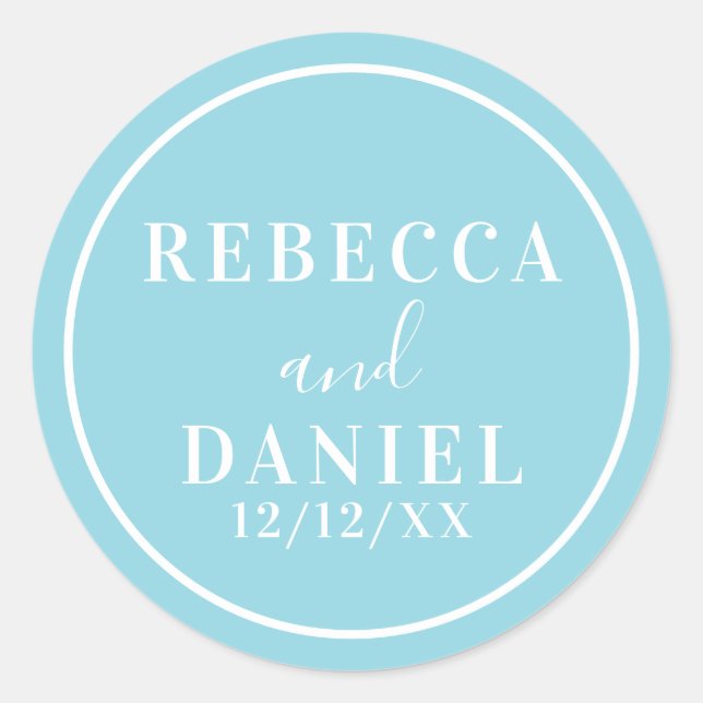 Adesivo Redondo Casamento Simples Na moda Moderno Mínimo de Monogr (Frente)