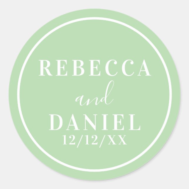 Adesivo Redondo Casamento Simples Na moda Moderno Mínimo de Monogr (Frente)