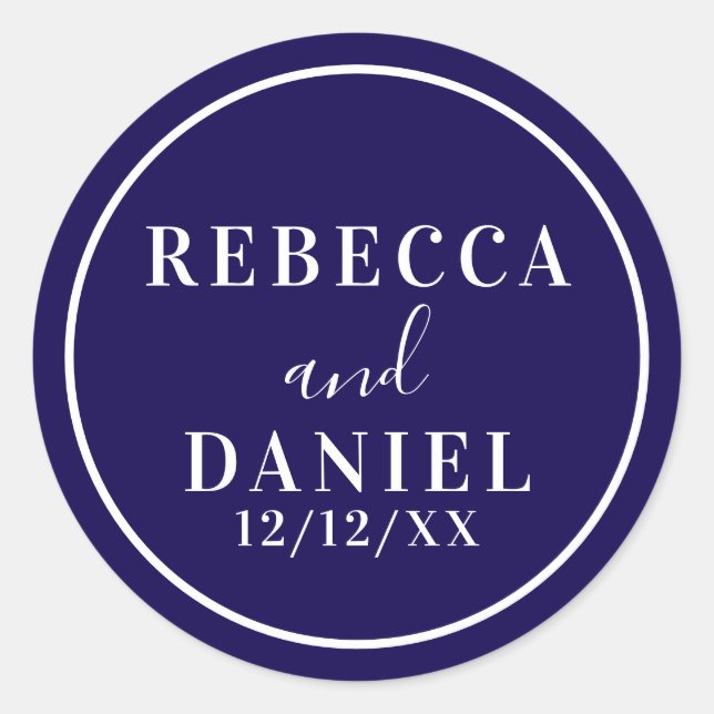 Adesivo Redondo Casamento Simples Na moda Moderno Mínimo de Monogr (Frente)