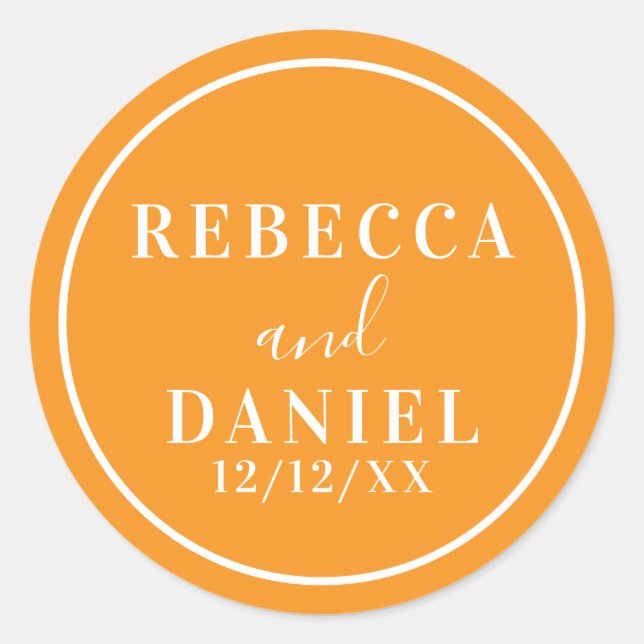Adesivo Redondo Casamento Simples Na moda Moderno Mínimo de Monogr (Frente)