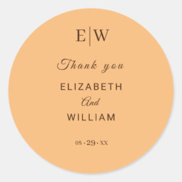 Adesivo Redondo Casamento Simples por Monograma Elegante