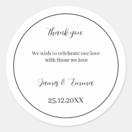 Adesivo Redondo Casamento Simples Preto E Branco