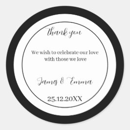 Adesivo Redondo Casamento Simples Preto E Branco Personalizado