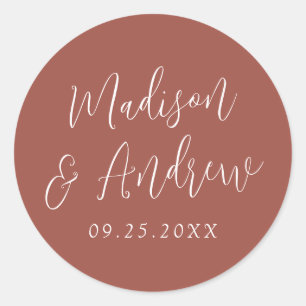 Adesivo Redondo Casamento Simples Rústico Personalizado