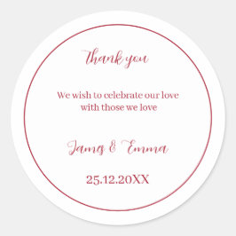 Adesivo Redondo Casamento Simples Vermelho