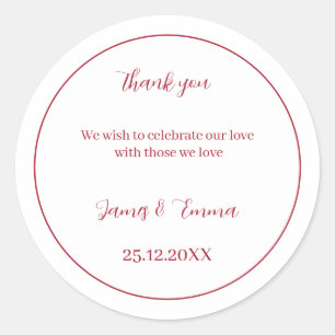 Adesivo Redondo Casamento Simples Vermelho