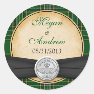 Adesivo Redondo Casamento Sortudo de Tartan Celtic Claddagh