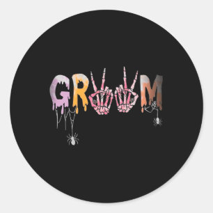 Adesivo Redondo Casamento Spooky Halloween Skeleton Groom Apenas M