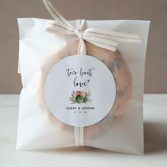 Adesivo Redondo Casamento Suculento Do Cactus Moderno Taco Sobre A (Criador carregado)