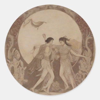 Adesivo Redondo Casamento Sumeriano na Lua do outono