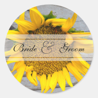 Adesivo Redondo casamento Sunflower Barnwood