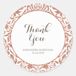 Adesivo Redondo Casamento tema damasco brilhante Elegante Faux Dou
