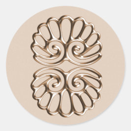 Adesivo Redondo Casamento tema damasco de pêssego