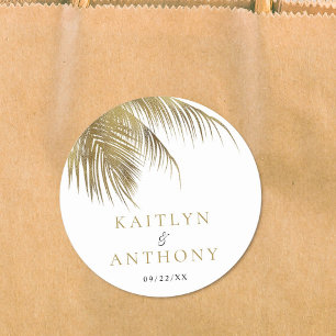Adesivo Redondo Casamento Tropical de Palmeiras Elegante