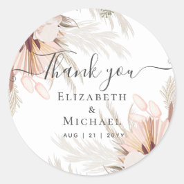 Adesivo Redondo Casamento Tropical de Pampas de Vinho Burgundy