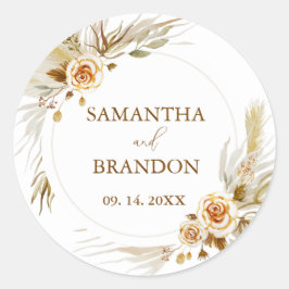 Adesivo Redondo Casamento tropical elegante da relva Pampas