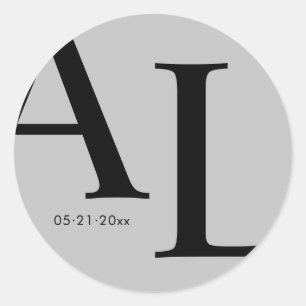 Adesivo Redondo casamento ultra-moderno com grandes monogramas