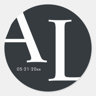 Adesivo Redondo casamento ultra-moderno com grandes monogramas