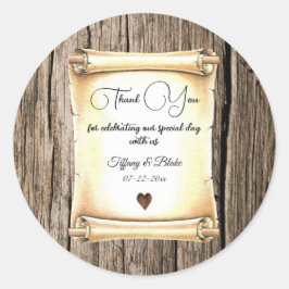 Adesivo Redondo Casamento Único de Caneta de Rolagem e Folha