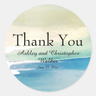 Adesivo Redondo Casamento Verde Azul / Chá Obrigado Sticker