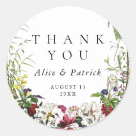 Adesivo Redondo Casamento Verde Botânico Moderno Elegante