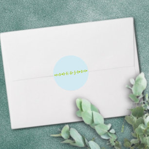 Adesivo Redondo Casamento Verde Cítrico e Azul Costeiro