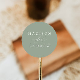 Adesivo Redondo Casamento Verde da Elegante Calliografia