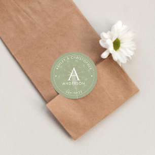 Adesivo Redondo Casamento Verde da Elegante Modern Sage